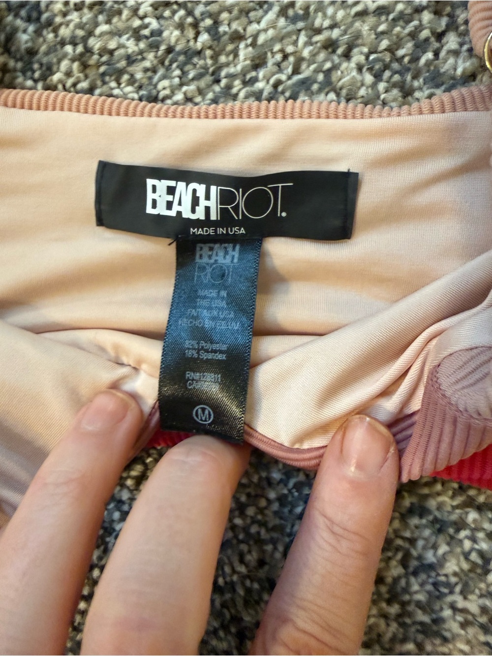 Beach Riot Two-Tone Pink & Blush Ribbed Bikini Set - Picture 2 of 4